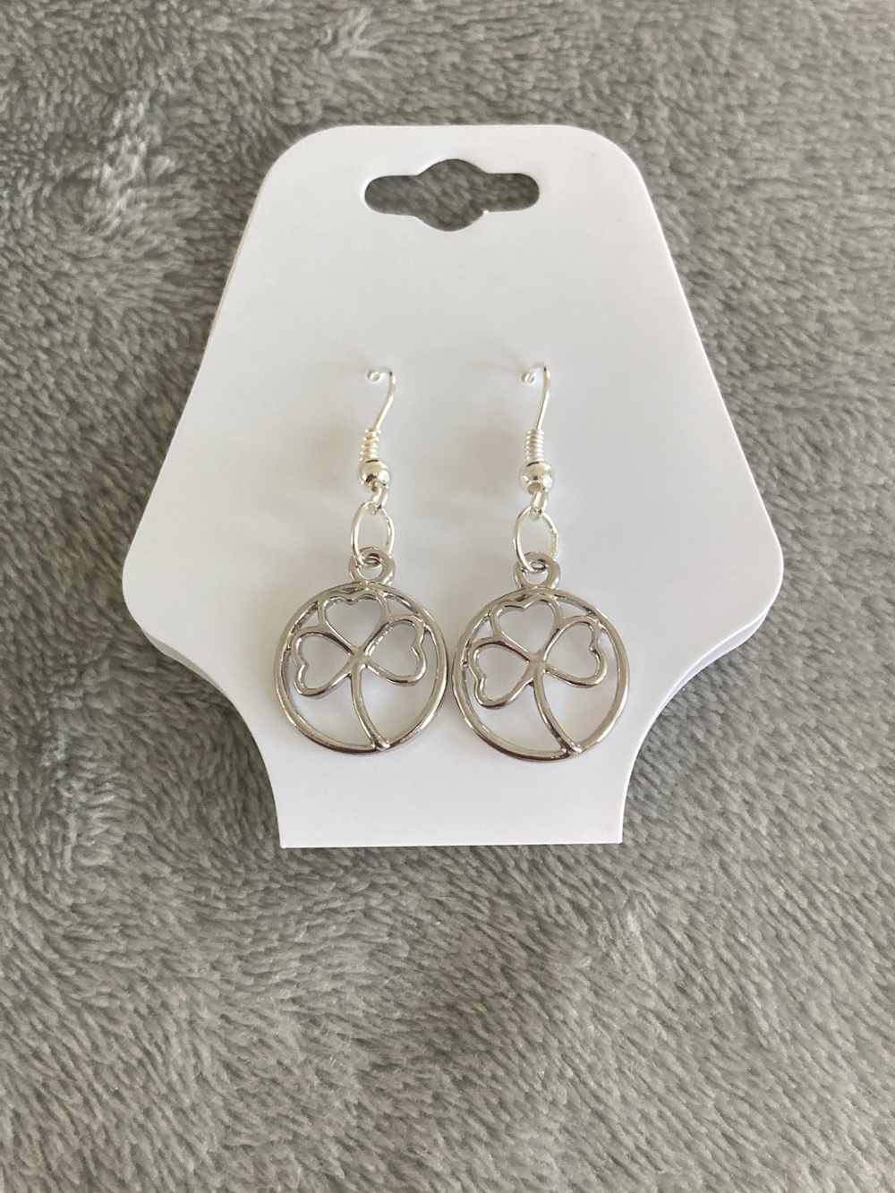 Three leaf clover silver earrings